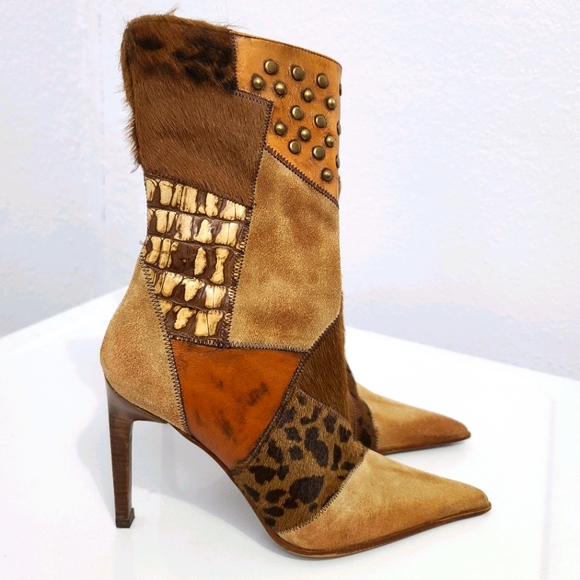 Steve Madden Shoes - Vintage Steve Madden Patchwork 90s Heel Booties